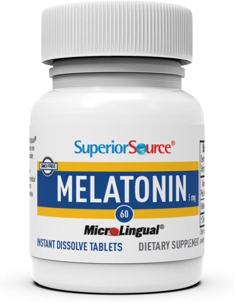 Superior Source Melatonin 5 mg - Healthy Sleep Support Supplement for Adults - Melatonin Formula with Chamomile Aids Relaxation &amp; Restful Sleep - 60 Sublingual Dissolving Tablets