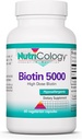 Nutrikologi Biotin 5000 Supplement - 5000mcg Biotin, vitaminer for hår, hud og negler, høy dose, vegetariske kapsler, Hypoallergenic, Glutenfri - 60 Antall