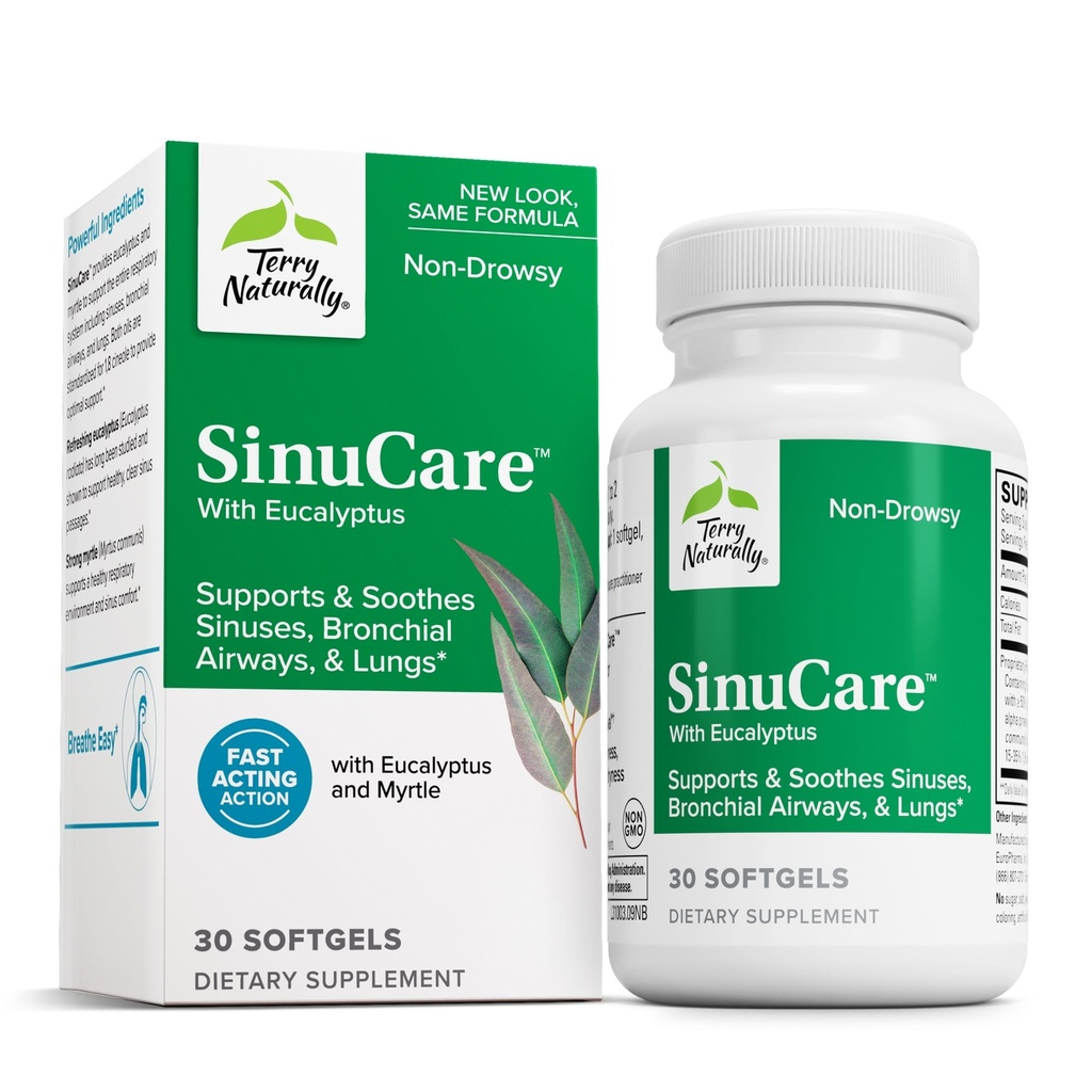 Terry Naturally SinuCare - Bronchial Wellness Support Supplement - Healthy Sinus Aid - Dietary Supplement to Support Healthy Lungs - 30 Softgels