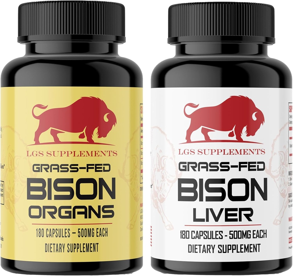 Starter Pack, Grass Fed Bison Liver Capsules, Capsules de órganos, Non-GMO, Apoia a produción de enerxía, Detoxificación, Digestion, Inmunity e Full Body Wellness