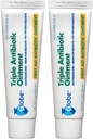Globe Triple Antibiotic First Aid Ointment, 1 uns (2-Pack) Första hjälpen Antibiotisk salva, 24-timmars infektionsskydd, sårvårdsbehandling för mindre skrapor, brännskador och skär