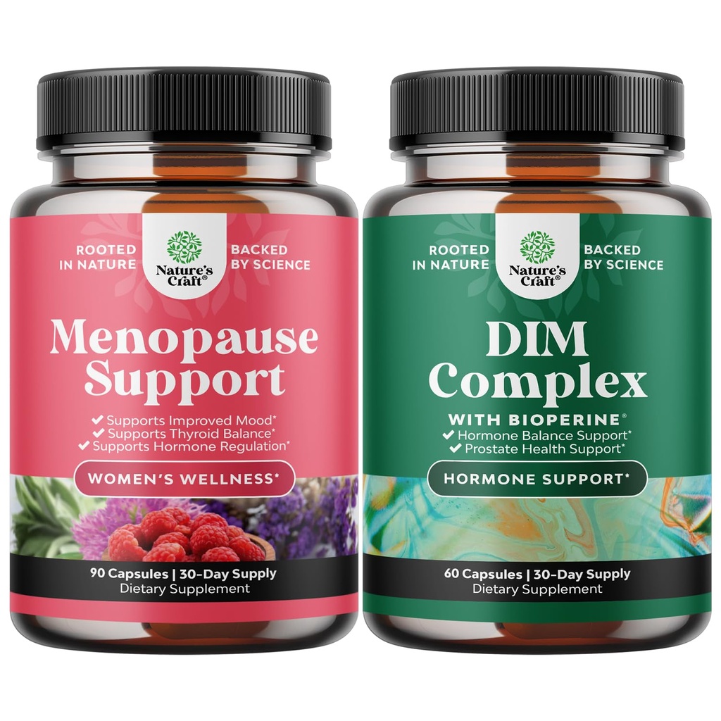 Bundle of Total Menopause Supplement - Hot Flashes Relief - Dong Quai Vitex Chaste Berry and Black Cohosh and Pure DIM with Bioperine - Diindolylmethane Testosterone Complex with Broccoli Florets