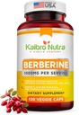 Kaibro Nutra Berberine Suplemento 1000mg, Berberine HCL para o sistema inmunitario, apoio á glicosa, saúde Circulatoria e Gastrointestinal, Vegan & Gluten-Free, 120 cápsulas