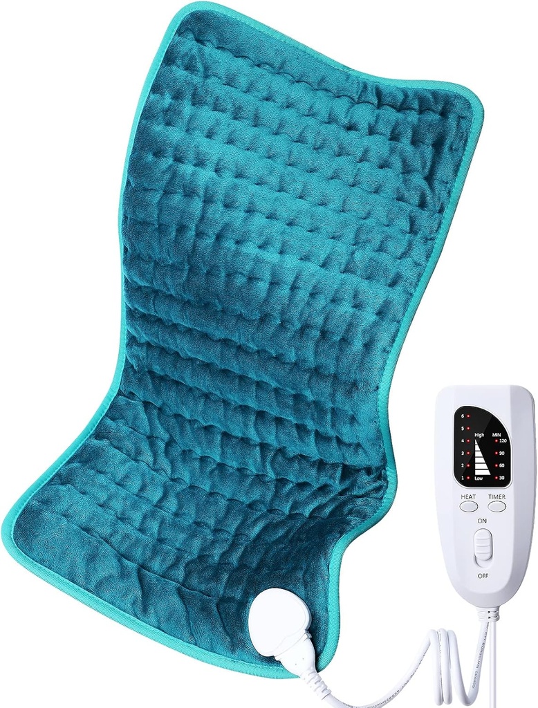 Elektrisk värmeplatta för Back/Shoulder/Neck/Knee/Leg Pain Relief, 6 Fast Heating Settings, Auto-Off, Machine Washable, Moist Dry Heat Options, Extra Large 12 "x24"