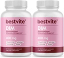 BESTVITE DIM (Diindolylmethane) 400mg con Bioperine (240 capsule vegetariane) (120 x 2) - No Stearates - No Gelatin - Vegan - Non OGM - Gluten Free