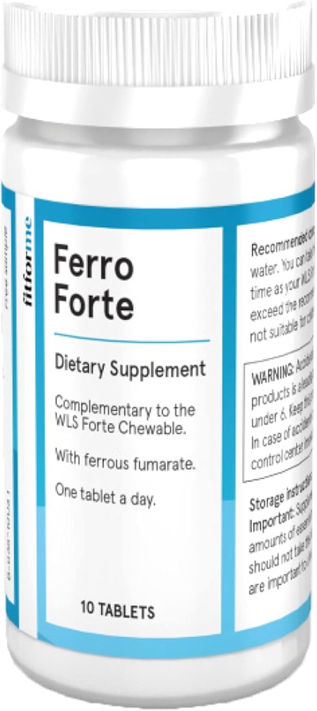 FitForMe Bariatric Multivitamins Iron Supplement After Gastric Bypass - One a Day Ferro Forte Tablet - 10 Days Supply of Ferrous Iron (Iron Booster forte Chewable)