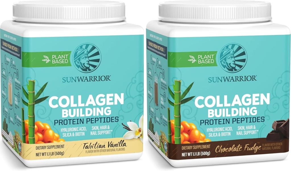 Chocolate & Vanilla Vegan Collagen Protein Powder Set | Bundle & Save | Plant Based Collagen Booster | Non-GMO No Added Sugar Soy or Dairy (20 Servings Chocolate, 20 Servings Vanilla)