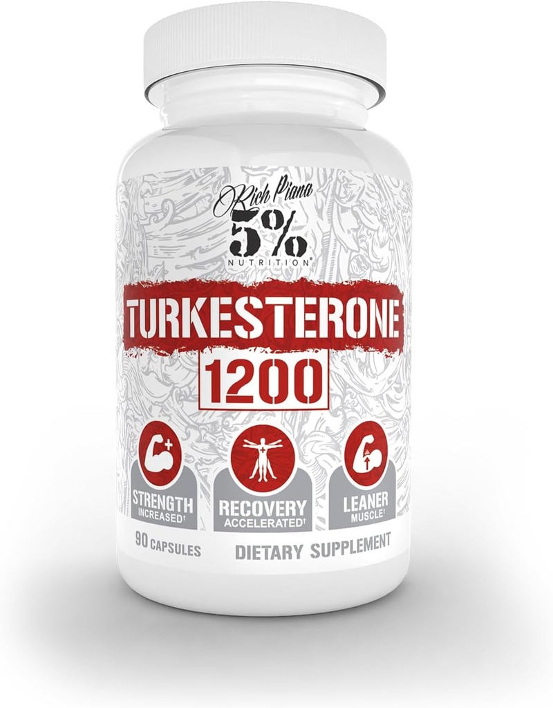 5% Nutrición Turkesterone 1200mg TEN Max Purity " Absorption TEN Complejo con Astragin, Cyclodextrin " Naringin TEN 90 Capsules (1 Mes de Suministro)