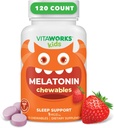 Enfants Melatonine 1 mg Chewable with L theanine, Camomile and Lemon Balm Extract Tablettes à mâcher - Saveur de baie naturelle - pour aider les enfants à tomber et à dormir - 120 Chewables