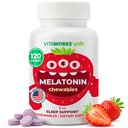 Kids Melatonin 1 mg Chewable with L theanine, Chamomile and Lemon Balm Extract Chewable Tablets - Natural Berry Flavor - for Help Falling and Staying Asleep - for Children - 120 Chewables