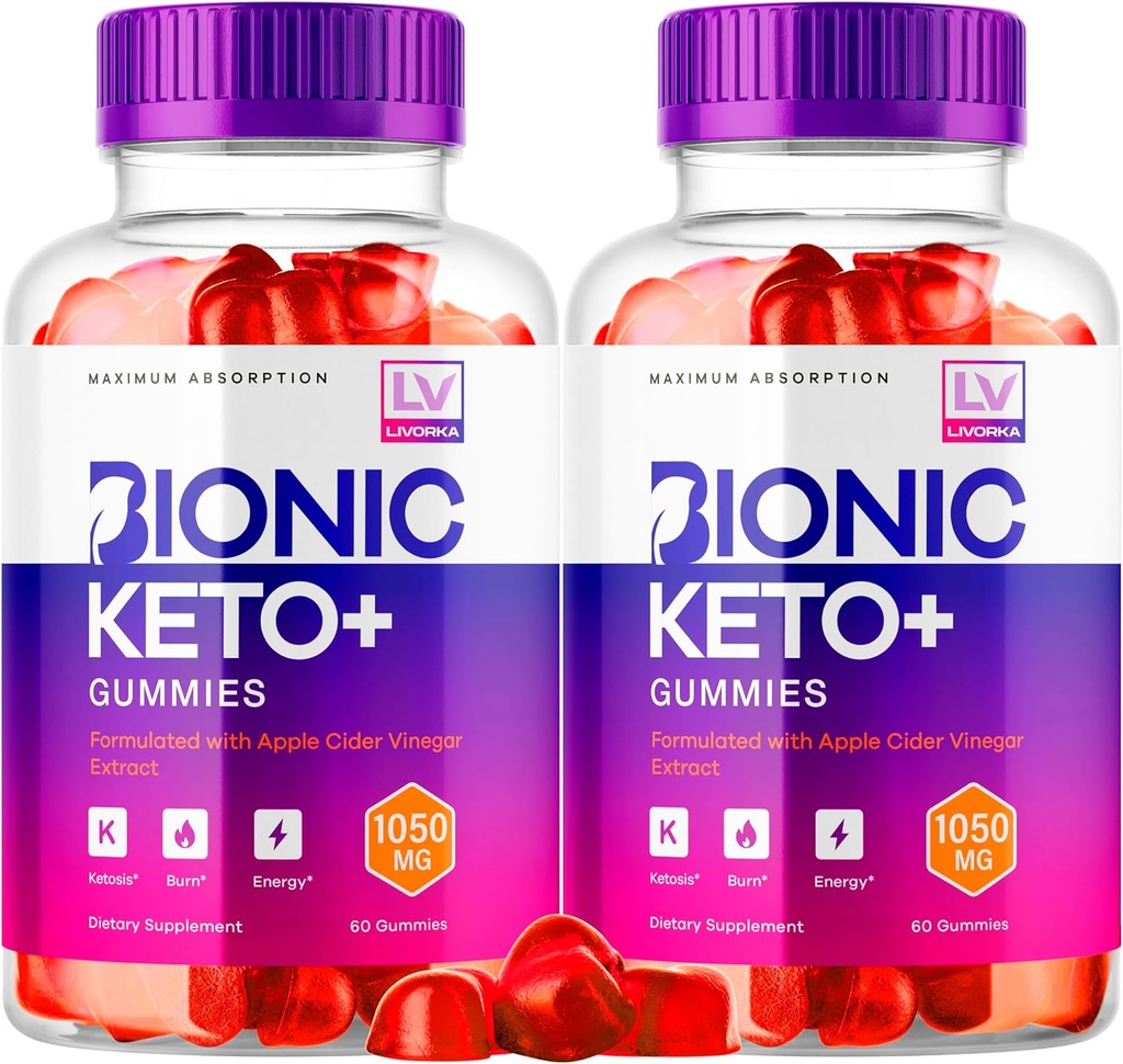 LIVORKA 2 Pack - Bionic Keto ACV Gummies, Vionic Keto Plus, Bionic Keto Plus Gummies, Keto Bionic Gummies, Bionic Keto ACV 1050MG, 60 Gummies Per Bottiglia per 60 giorni