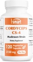 Supersmart - Cordyceps Cs-4 3150mg za den (síla v hrotu) - Cordyceps Houbový dodatek - Endurance & Energy Př. 124; Non- GMO & gluten zdarma - 120 Vegetariánské kapsle
