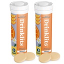 Drinklits Orange Daily Hydration Tablets (2) Tube Bundle | Essential Electrolytes – 0g Sugar – Replenishing Hydration Drink | 20 Servings - 10 Tablets Per Tube
