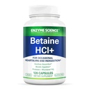 Enzyme Science Betaine HCl with Pepsin - Supplement for Low Stomach Acid - Betaine Hydrochloride Supplement - Digestive Enzymes - Enzimas Digestivas - 120 Capsules