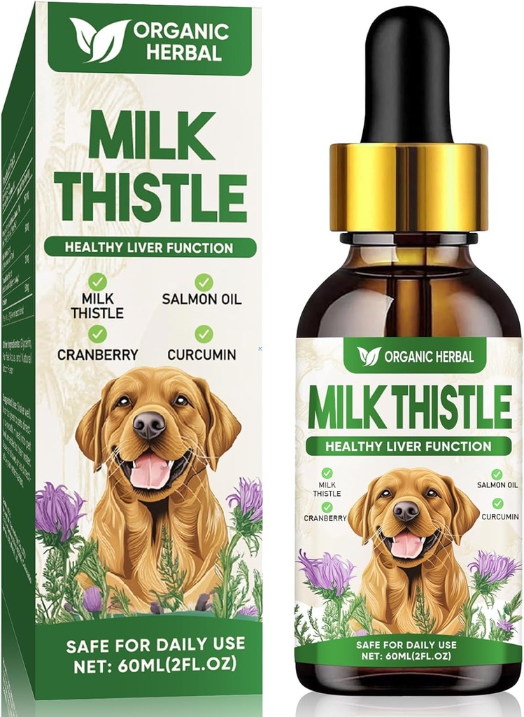 Milk Thistle for Dogs, llet de força extra Aquesttle suplementari, ajuda a Pet Liver Health, Neteja i Detox, simplement Afegeix a menjar