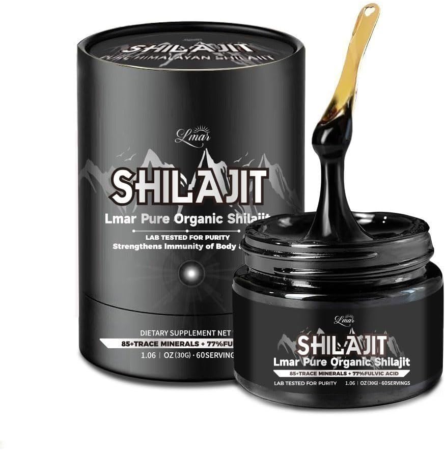Lmar Pure Organic Himalayan Shilajit Resin  по 100% Natural 75 Сервиране Хранителни добавки Shilajit за мъже и жени ..