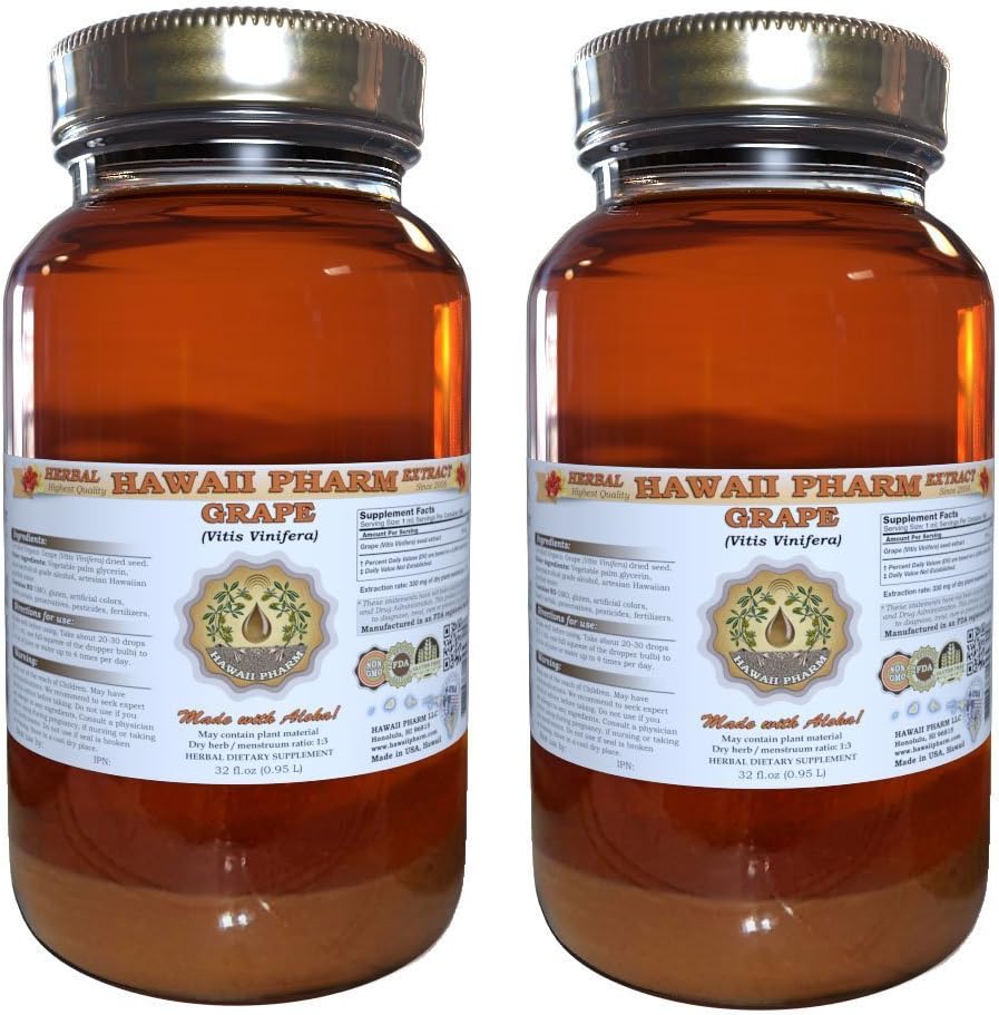 Grape Liquid Extract, Grape (Vitis Vinifera) Semente Tincture Suplemento 2x32 oz Sen filtrado