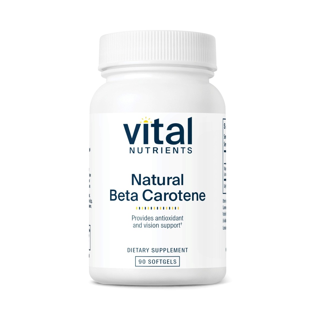 Vital Nutrients Natural Beta Carotene 25,000IU - Precursor to Vitamin A - High-Dose Antioxidant - Vision, Skin, and Health Support - Gluten, Dairy, Soy Free - 90 Softgels
