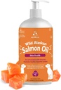 Wild Alaskan Salmon Oil for Dogs & Cats, Omega-3 Fish Oil Supplement with EPA & DHA, Support Skin Health, Shiny Coat, Strong Joint & Allergy Relief - Pump Bottle 16oz