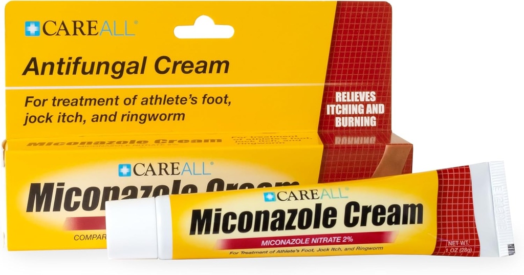 CareAll Miconazole Nitrate 2% krem przeciwgrzybiczy 1.0 oz., Leczy Najbardziej Athlete 's Foot, Jock Itch, Ringworm, Porównaj do wiodącej marki