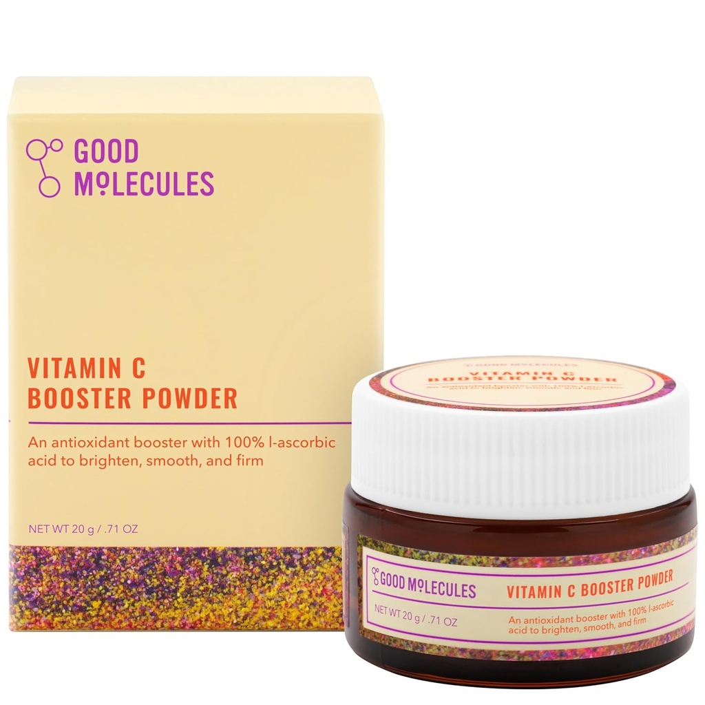 Dobre molekule Vitamin C Booster Powder - 100% L-askorbinska kislina za proizvodnjo kolagena - Vitamin C Pospeševalec seruma v prahu za preprečevanje staranja, nego kože