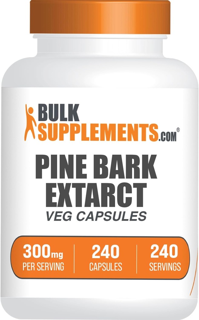 BulkSupplements.com Pine Bark לחלץ קפסולות - Antioxidants Supplement, Pine Bark 300 מ"ג - Gluten Free, 1 קפסולה לשרת, 240 הרוזן (Pack of 1)
