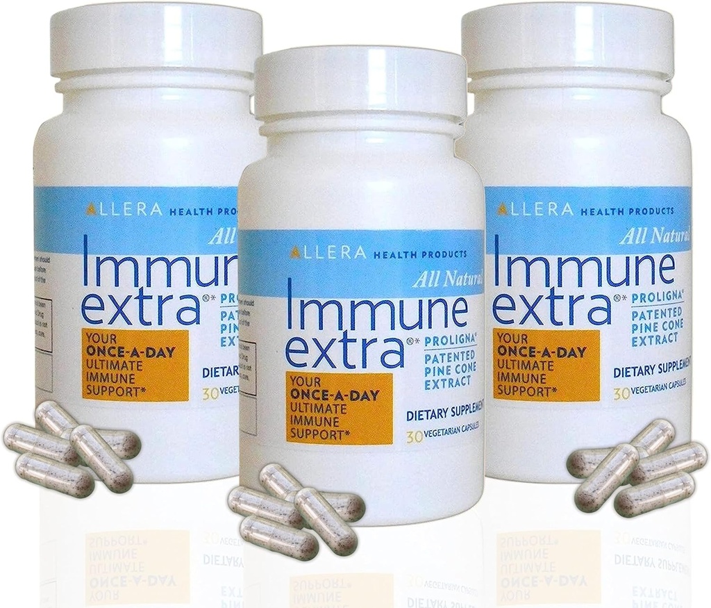 Allera Health Pine Cone Extract capsule - Vegan ProLigna plante pe bază de produse dietetice - Immune Supplement - Organic Scotch Cone Extract recoltat din arbori salbatici artizanale - 30 Caps, 3-Pack