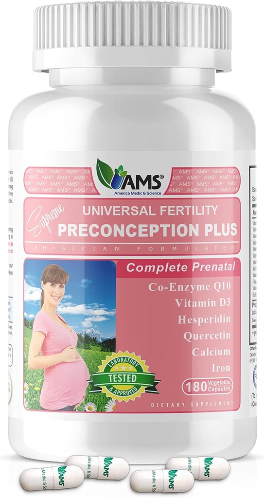 America Medic & Science Preconception Plus (180 capsule) Concepție și supliment de fertilitate 