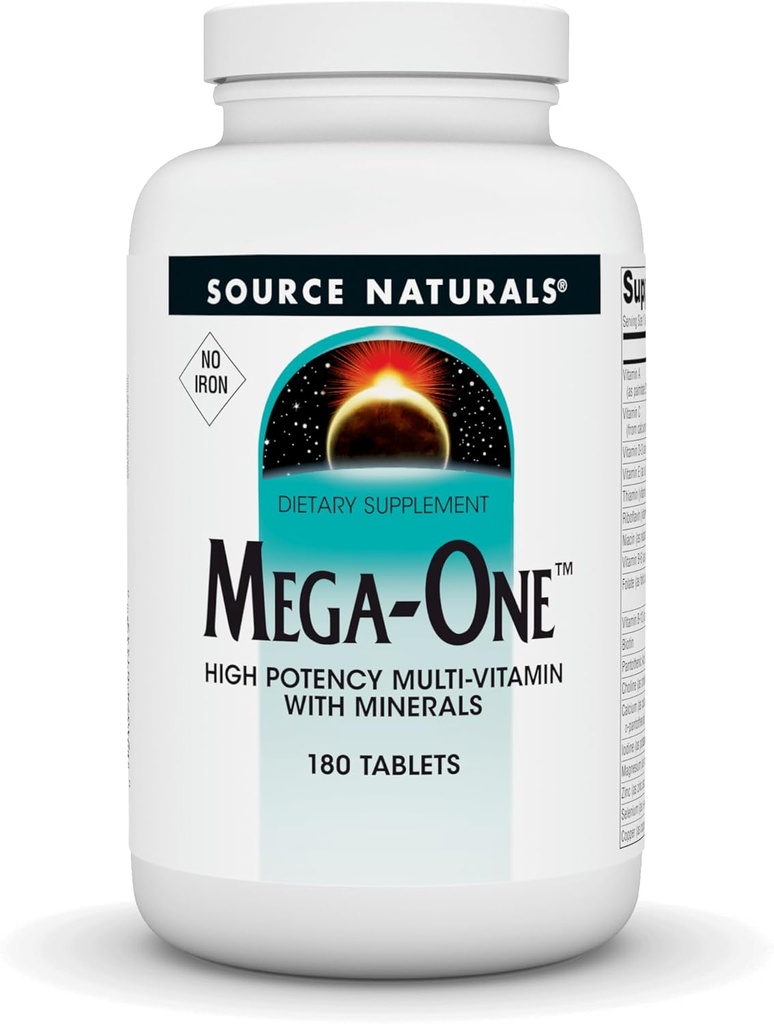 Source Naturals Mega-One Muti-Vitavan Minerals, Ei rautaa - 180 tablettia