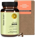 Future Kind Iron Supplement for Women and Men, Daily Energy & Focus, Chelated Iron Bisglycinate, 18mg 100% DV with Vitamin C for Absorption - Gentle on Stomach, Non-GMO Vegan Capsules, 30 Day Supply