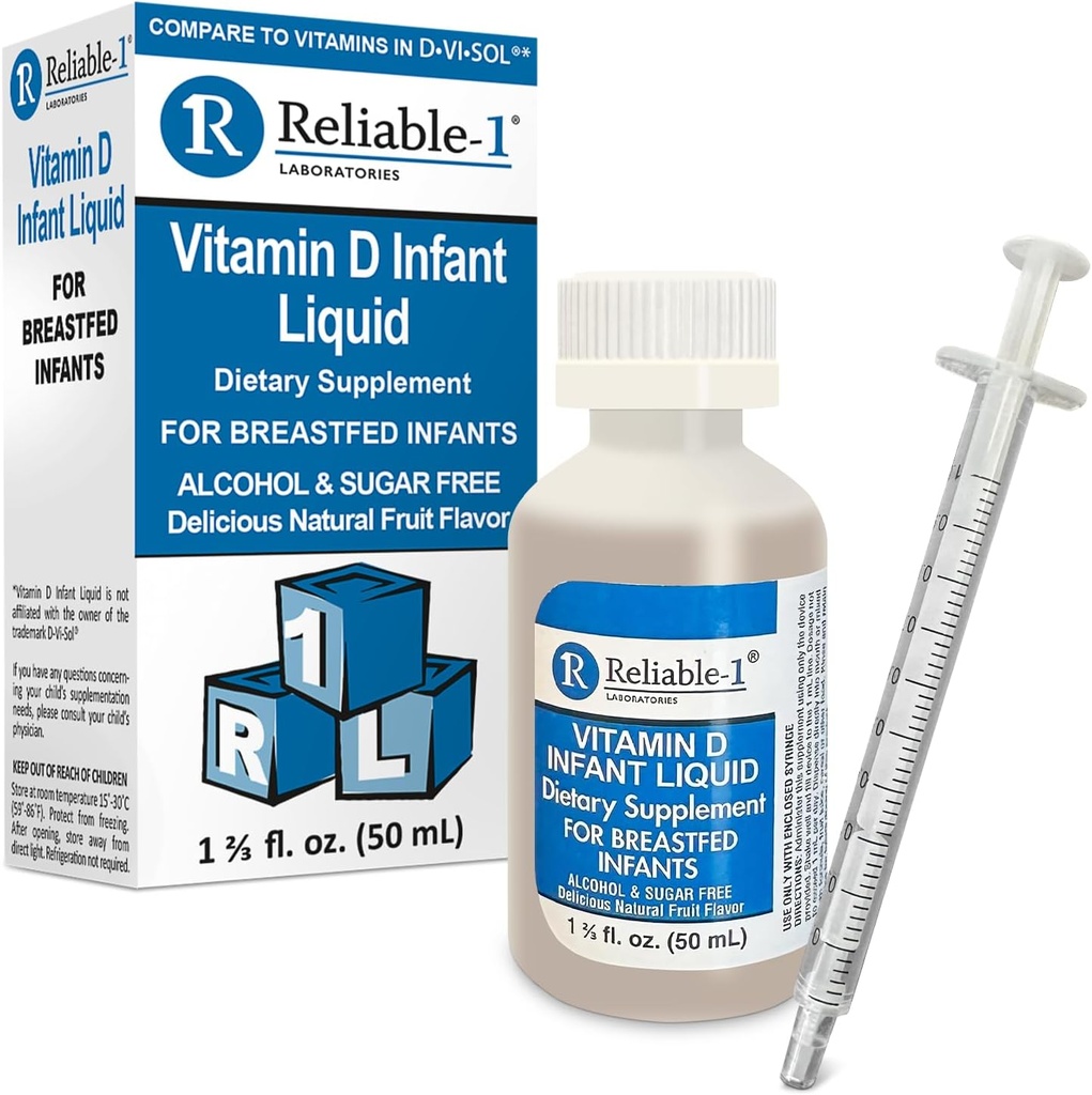 Reliable-1 Laboratorios Infantarios Liquid Vitamin-D Drops (Natural Fruit Flavoring) Sugar & Alcohol Free, para bebés de alimentación de mama 0-12 meses e Up Up