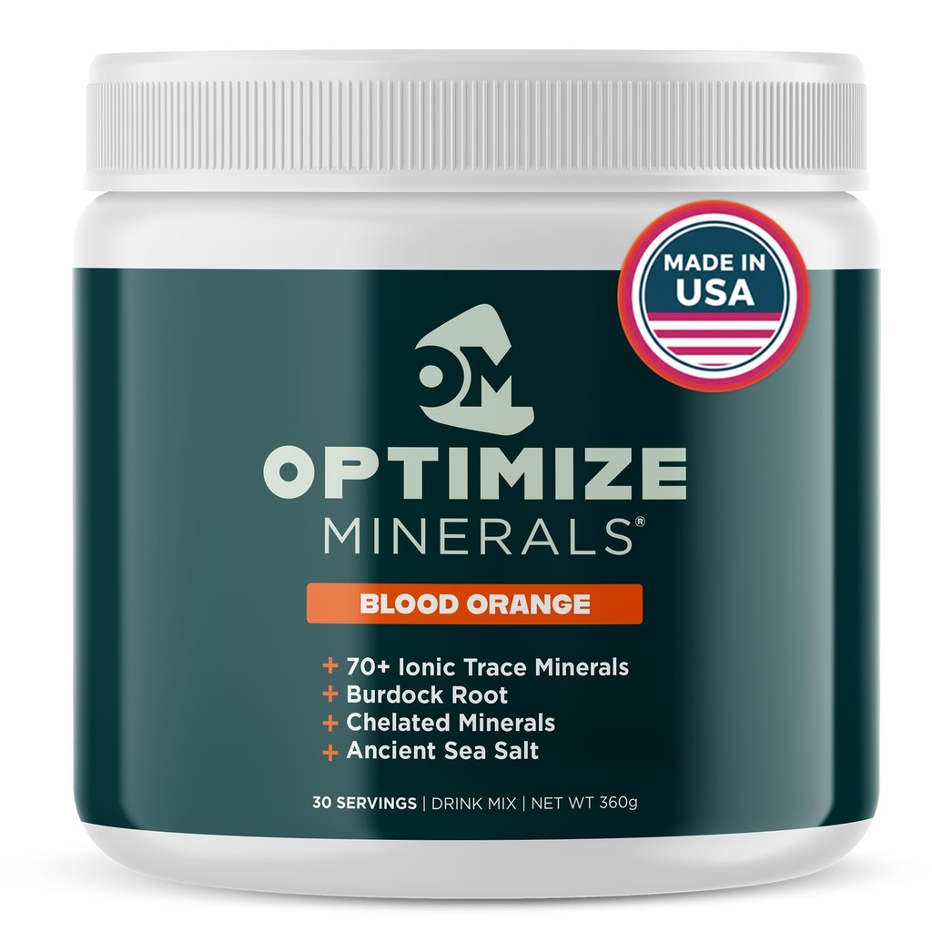 Optimize Minerals Multi Mineral - New Look Same Daily Formula - Magnesium, Electrolytes & Trace Mineral Supplement Powder - Gluten Free Vitamins Drink for Optimal Wellness - Blood Orange, 30 Servings
