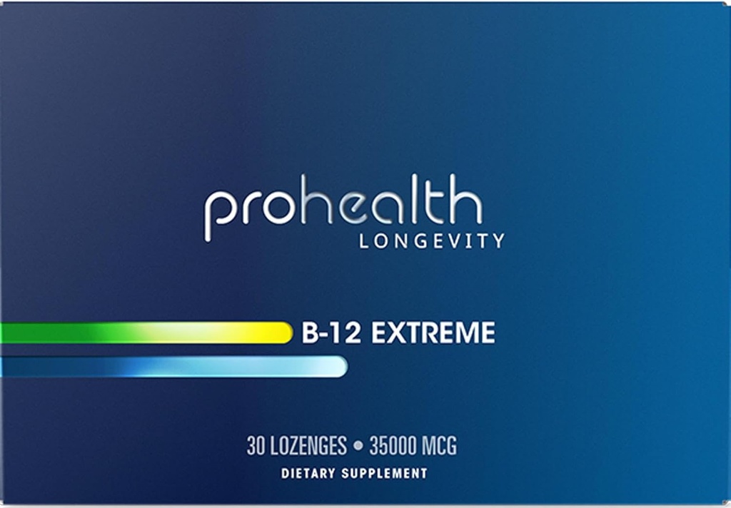 ProHealth Vitamin B 12 extry- 35.000 mcg Mega Dose, 7 X Kekuatan (30 Sublingaal Dissolvable Tablets) Ekstra, B 12 Vitamin, Methylcobalamin, Dibencozide, Cyanocobalamin, Hidroxobalamin
