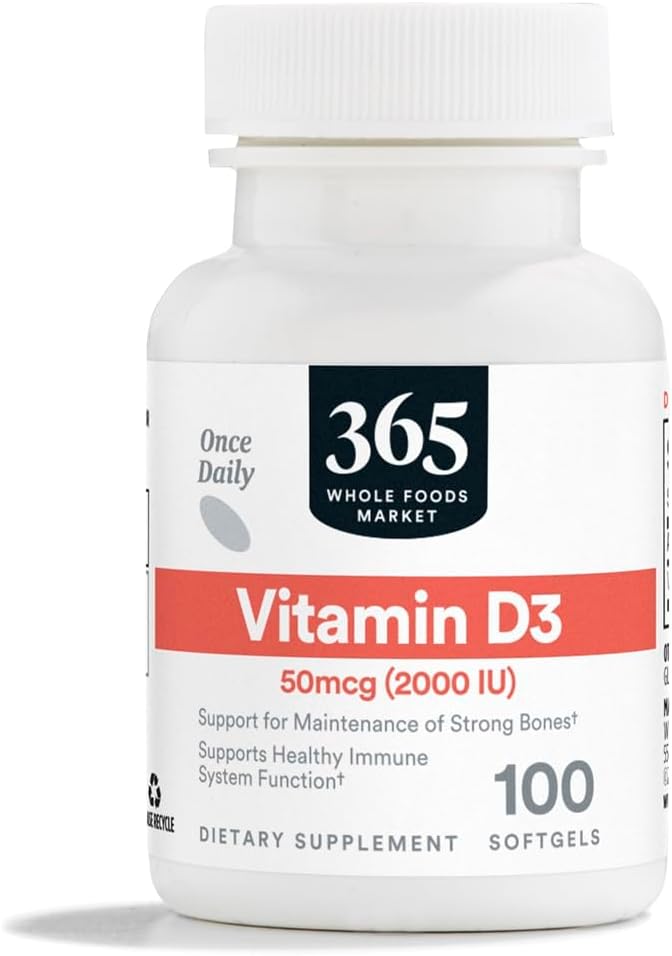 365 per tot el mercat de menjars, vitamina D3 Softgels, 2000 IU, 100 CT