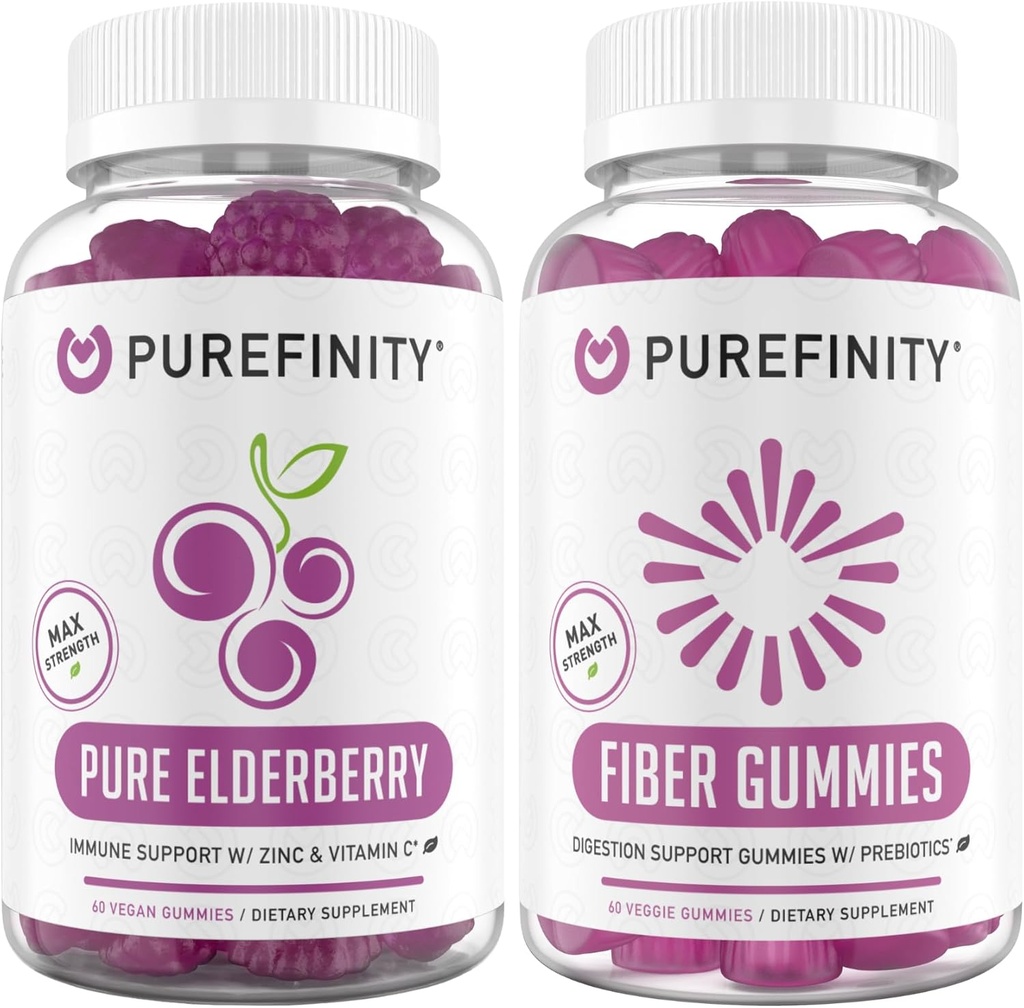 המונחים: Elderberry Gummies Bundle (Inulin FOS Prebiotic Gummies + Double Strength Elderberry חניכיים עם Zinc & ויטמין C)