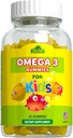 ALFA VITAMINS Omega 3 Kids Gummys,支持大脑发育,心脏健康与视觉,Easy to Chew,Omega 3 Kids,Orange Flavored, No Fishy Taste, 3 Gummys Daily, 60 Gummys.