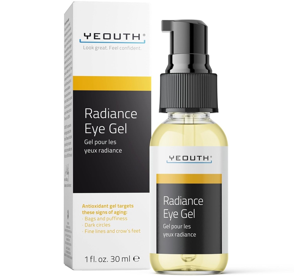 YEOUTH Under Eye Gel with Hyaluronic Acid, Skin Care Targets The Appearance of Puffiness, Dark Circles & Under Eye Bags, Revitalizing Hydrating Skincare 1oz