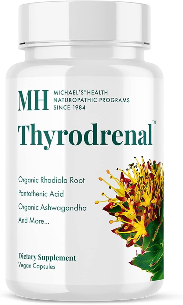 MICHAEL 'S Helse Naturopatiske programmer Thyrodrenal - 120 Vegan Capsules - Støtter Thyroid & Adrenal Helse - med vitamin C - 60 Tjenester