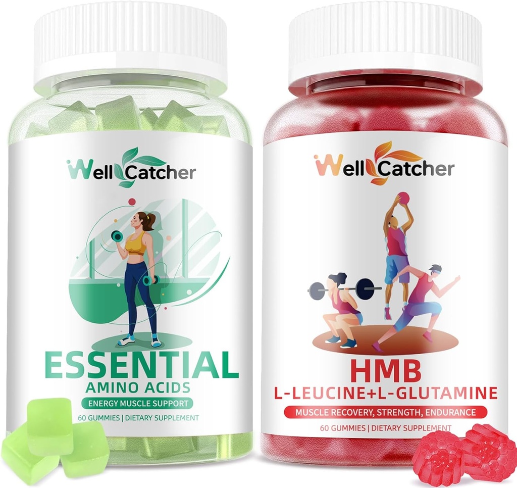 HMB and Leucine Gummies with Essential Amino Acids Gummies for Muscle Growth, Energy Support