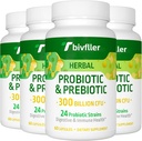 Probiotikai moterims Men- 300 Billion KSV, 24 Trans Probiotinis + 15 Organinių žolelių Prebiotikai Blend, Pre ir Probiotikai, Digestive Health, Immune & Gut, Diarraya, Bloating, Vegan, 8 Month Supply