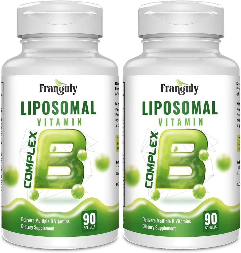 Liposomal B Complex תוכנן עבור ויטמין B גבוה עם Choline Inositol B1, B2, B3, B5, B6, Biotin, Folate, Methylated B12- Immune, Energy, Brain & Heart Support 180 Softgels