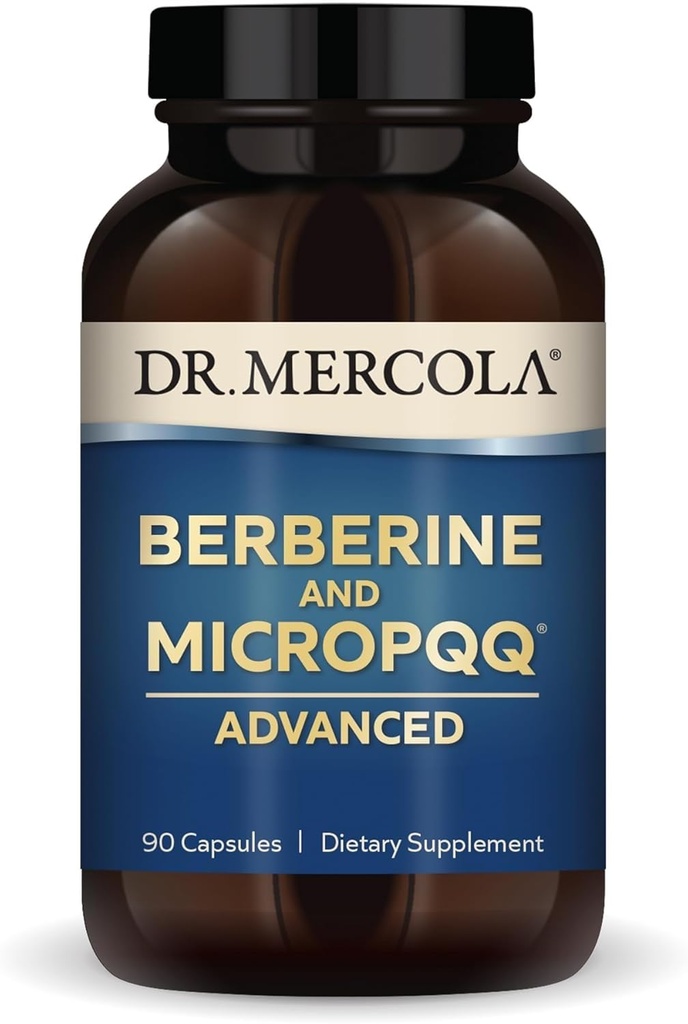 Dr. Mercola Berberine a MircoPQQ Advanced - Ponuky Metabolická, mitochondriálna, mozgová a imunitná podpora - bez GMO, bez lepidla a bez sóje - 90 kapsúl (90 porcií)