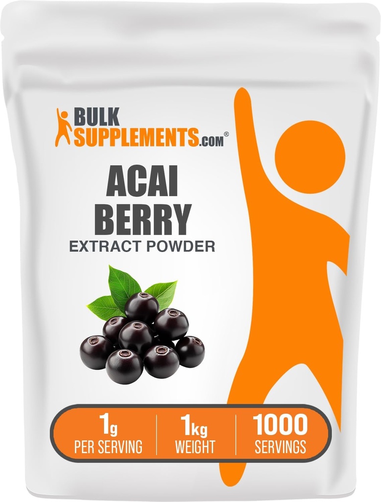 BulkSupplements.com Acai Berry Extract Prašek - Acai Berry dodatek, Antioksidanti dodatek - Gluten Free, 1g na serviranje, 1kg (Pack 5) (11 lbs)