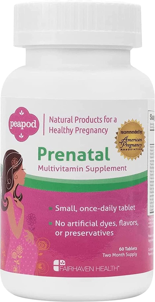 Fairhaven Health Peapod Prenatal Multivitamin - 1 al giorno, Light Vanilla Flavor - La gravidanza deve avere per le donne e la salute del bambino - Include ferro, vitamina C e acido folico - 2 mesi di alimentazione