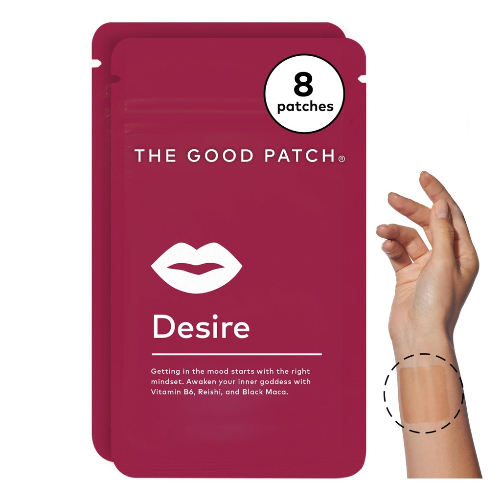 The Good Patch Desire Sexual Wellness Patches, Get in the Mood, Natural with Vitamin B6, Reishi, Black Maca, Plant Powered Wearable Wellness, Botanical and Vitamin (8 Total Patches)