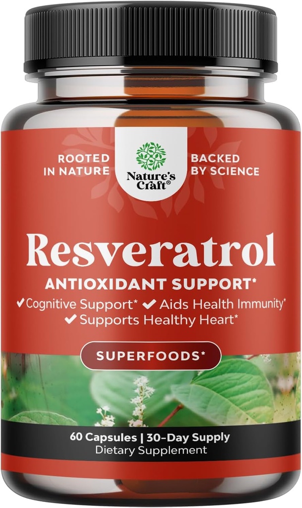 Suplimentul Trans Resveratrol Tineret - Capsule Resveratrol cu Activator AMPK pentru Sănătate Cellulară & Vitality - Activator metabolic AMPK pentru Boost metabolice și eficiență celulară - 60 Număr