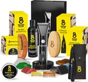 The Beard Club 's Grooming Kit med Professional Cordless Electric Rechargeable Hår & Mustache / Beard Trimmer, Straight Edge Razor, Shampoo, Balm, Brush & Comb Gift sæt