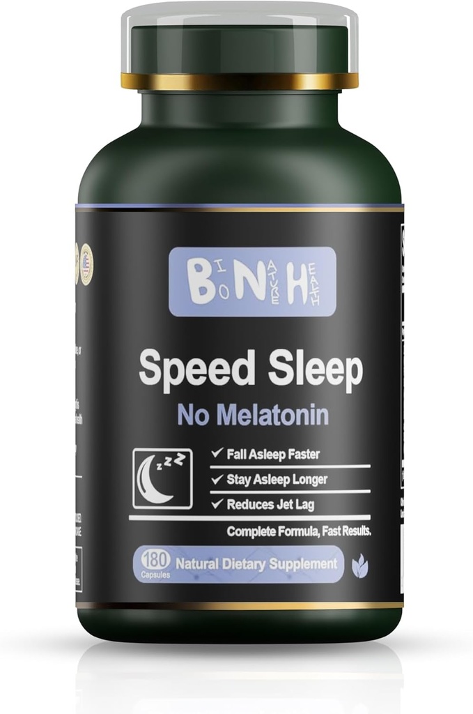 BNH Speed Sleep - Melatonin Free Formula - Ancient Chinese Remedy - 15 Herbs - Fall & Stay Asleep Faster - מרעננים & Energyzed - No Groggy Feeling - להירגע - Calms Mind- Drug Free - 180 הרוזן