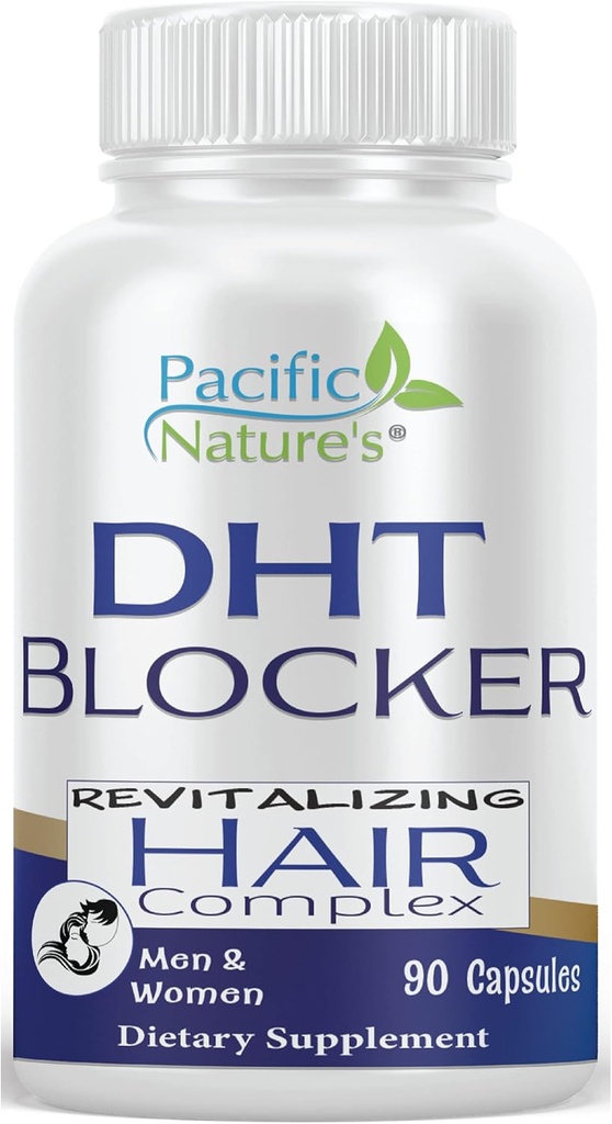 PACIFIC NATURES DHT Blocker Revitalizing שיער גדילה תוספת (90 קפסולות) תומכת צמיחה בריאה שיער אצל גברים ונשים - non-GMO, Gluten Freeten
