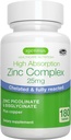Igennus Clean Chelated Zinc 25mg with Copper, Picolinate & Bisglycinate, High Absorption Complex, supplement for Women ' Men, Lab Verified, Non-GMO, Immune Support " Skin, 180 Tablets 6 Month Supply